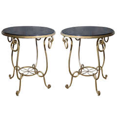 Pair of Gilt Iron Occasional Tables in the Manner of René Prou, circa 1940