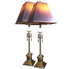 Pair Empire Style Candlestick Lamps.