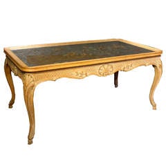 Decorative Eglomise Coffee Table after Jansen, French C 1940's