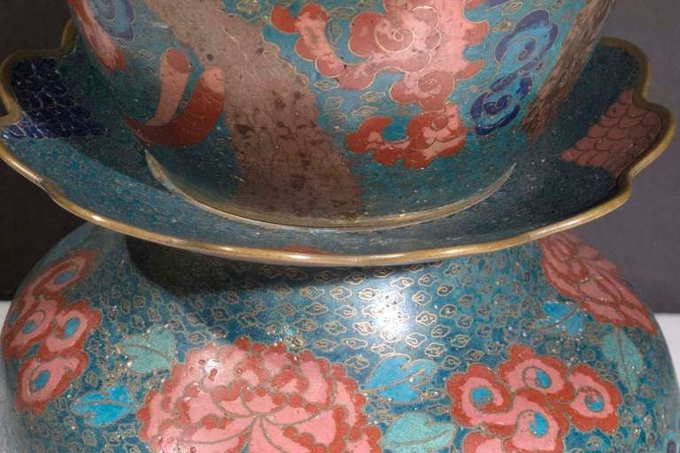 Chinese Polychrome Cloisonnés Vase, circa 1850 For Sale 1