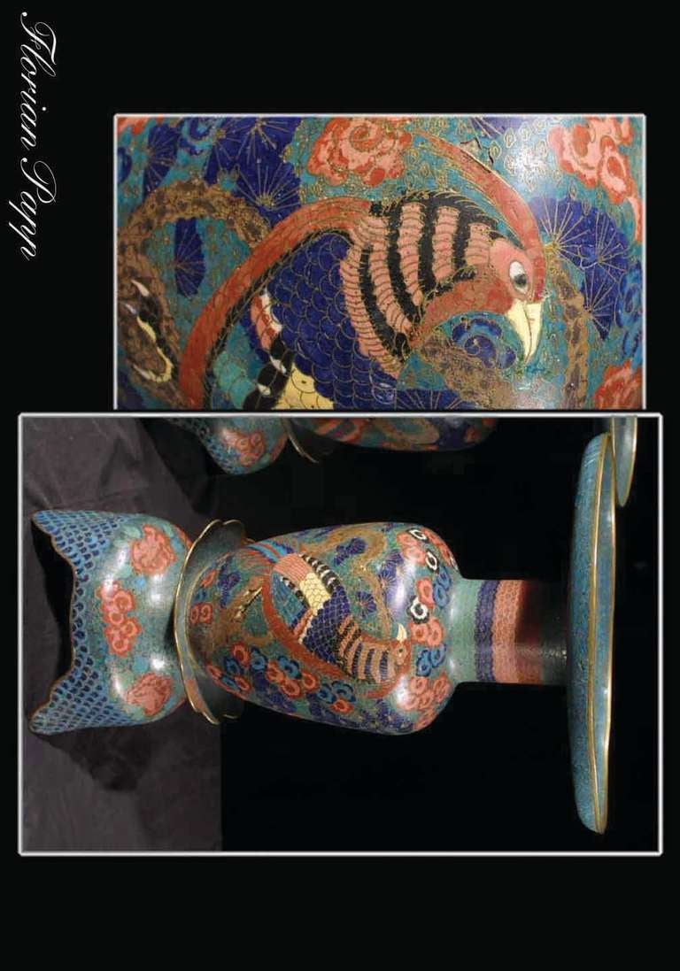 Chinese Polychrome Cloisonnés Vase, circa 1850 For Sale 6
