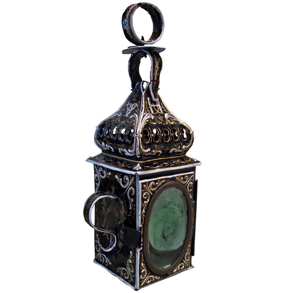 French Enameled Miniature Lantern Mid 19th Century For Sale