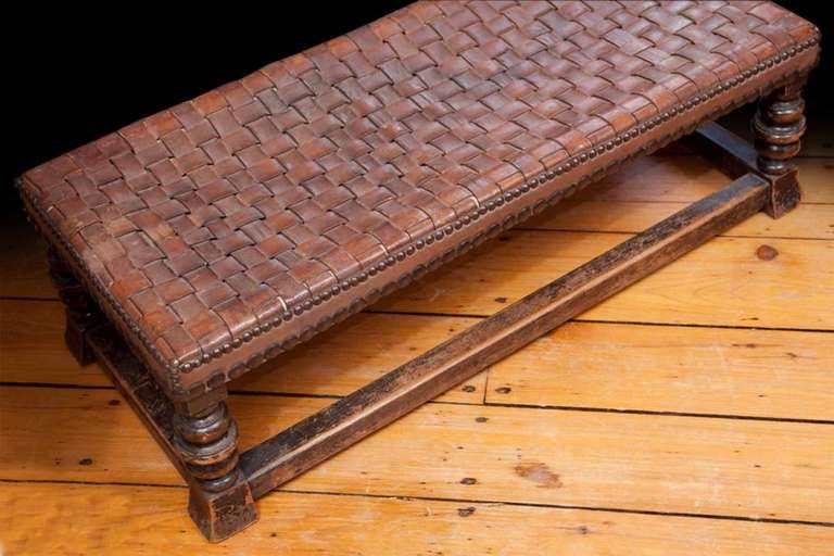 20th Century Woven Leather Footstool circa 1910