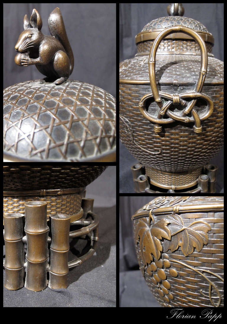 Meiji Bronze Basket, circa 1880 3
