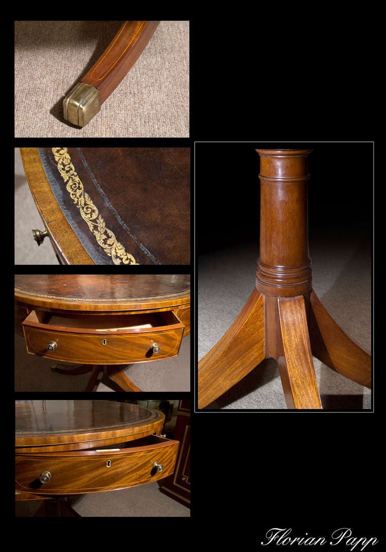 Handsome George III Inlaid Mahogany Drum Table, English Circa 1800 3