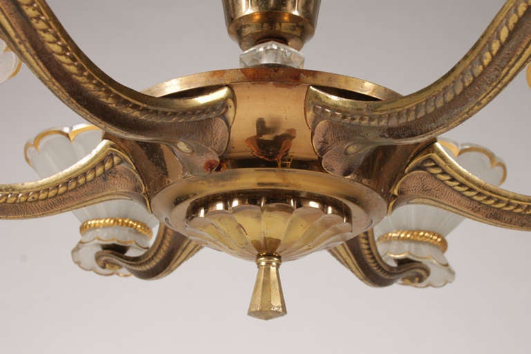 Mid-20th Century French Art Deco Chandelier, circa 1930 For Sale