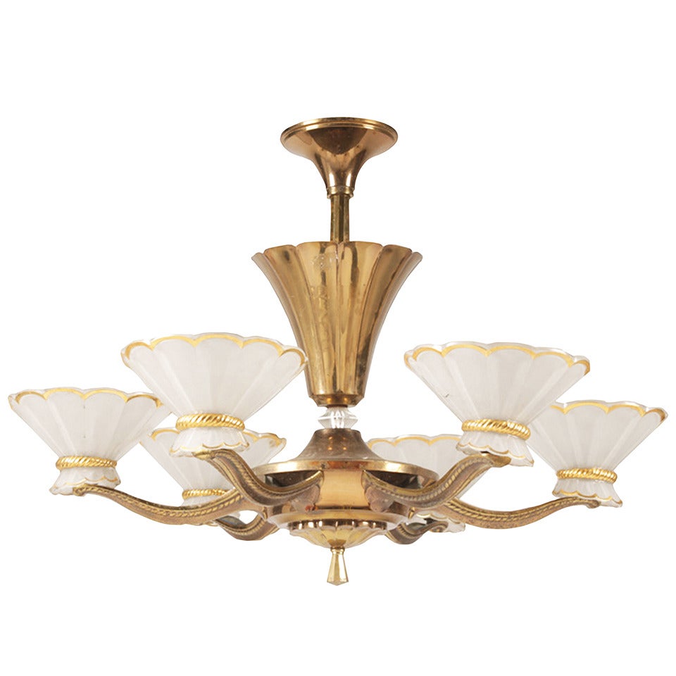 French Art Deco Chandelier, circa 1930 For Sale