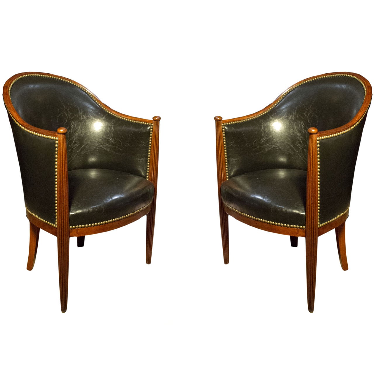 Pair of Art Deco Mahogany Armchairs Circa 1930