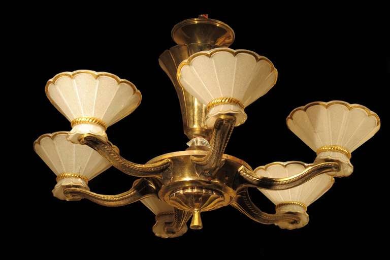 French Art Deco Chandelier, circa 1930 For Sale 1