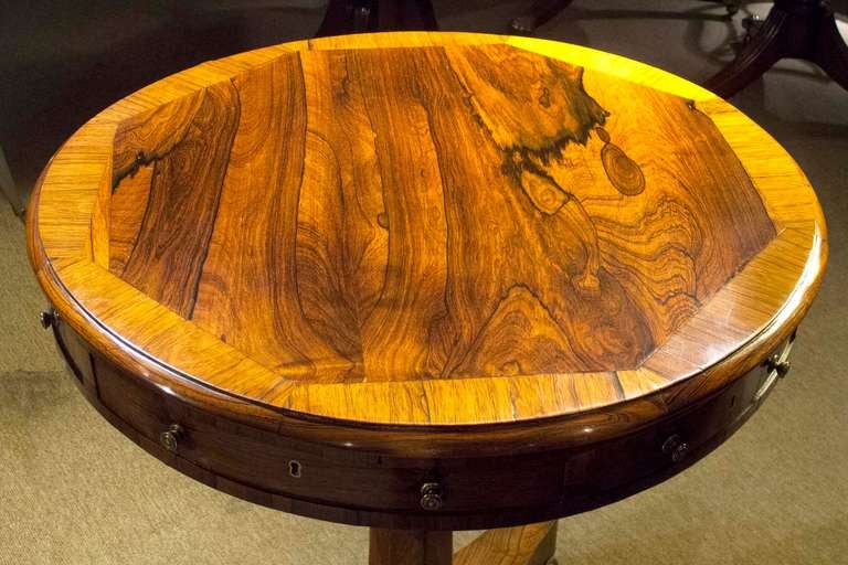 English Regency Rosewood Inlaid Drum Table circa 1815