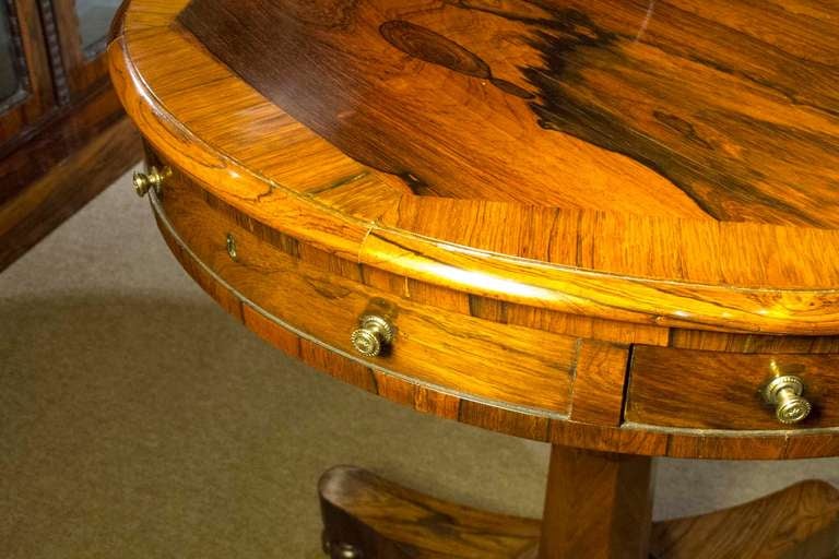 Regency Rosewood Inlaid Drum Table circa 1815 In Excellent Condition In New York, NY