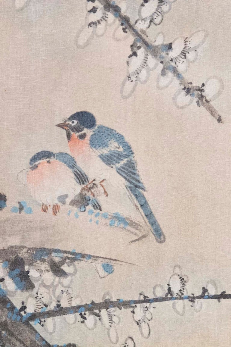 Hand Painted Silk Six Panel Screen - Japanese ca. 1880 3