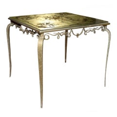 Stylish Eglomise and Iron Table after Stubes, French C 1940's