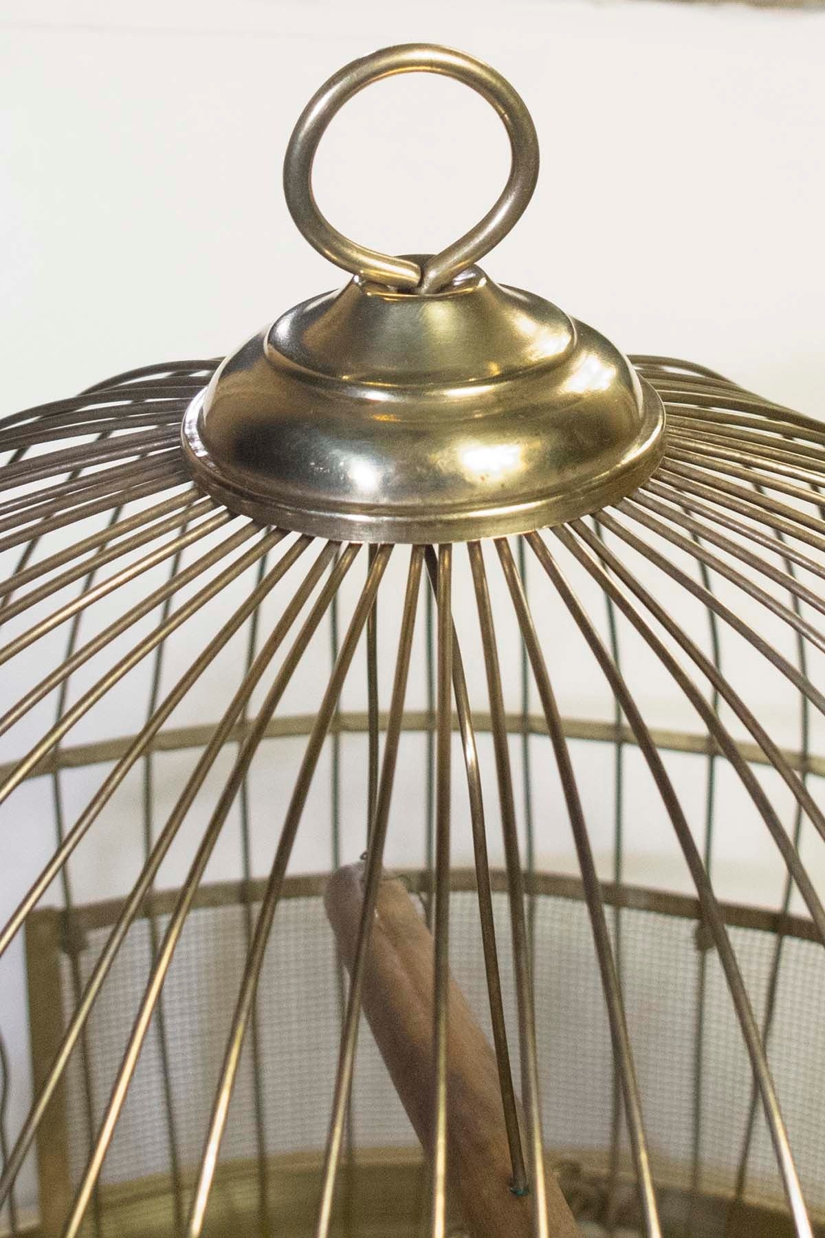 British Brass Round Bird Cage Early 20th Century