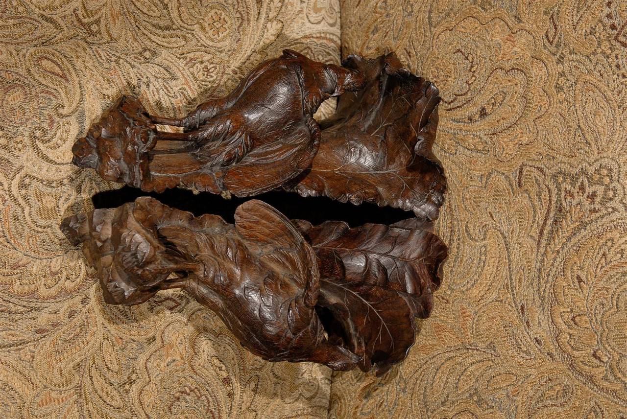Pair of Black Forest Carved Wall Brackets or Shelves 2