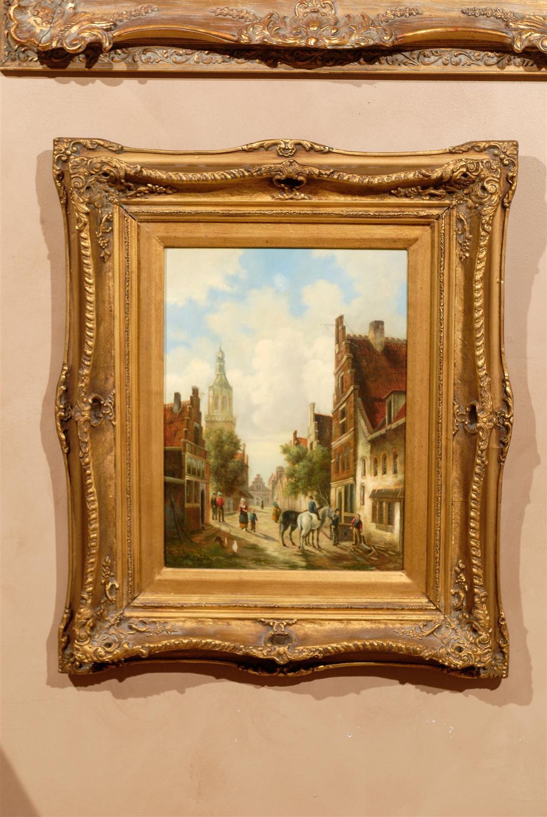 A lovely oil on panel village scene, signed Roberts in left hand corner.
The actual painting is 12 in W x 16 in. H.