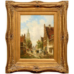 Continental Village Scene Painting