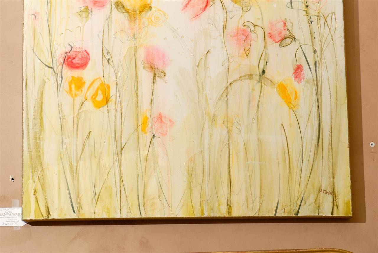 Contemporary Original Acrylic Painting of Spring Flowers