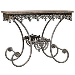 Vintage European Iron Pastry Table with New Marble Top