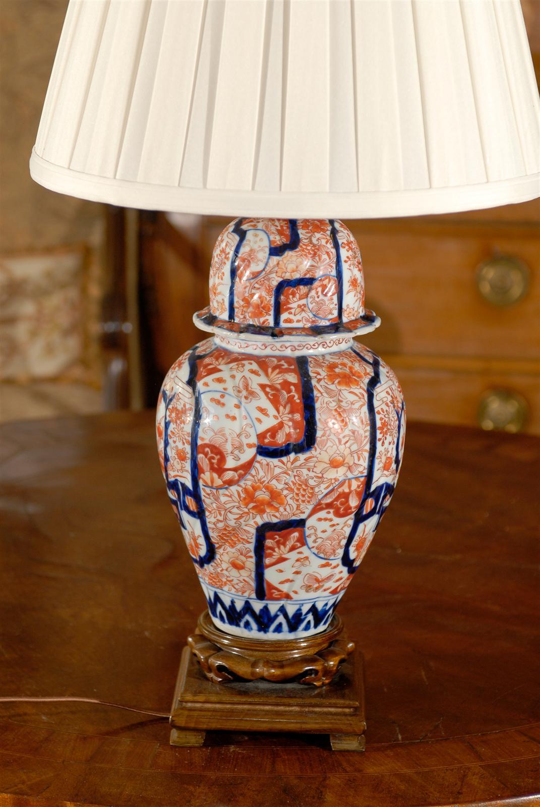 Lacquered Antique Japanese Imari Lamp