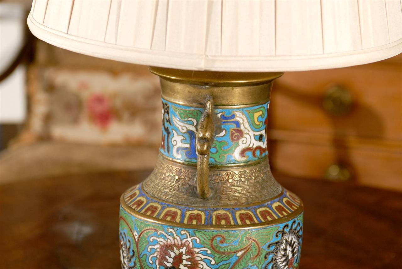 Chinese Cloisonne Table Lamp In Excellent Condition In Chamblee, GA