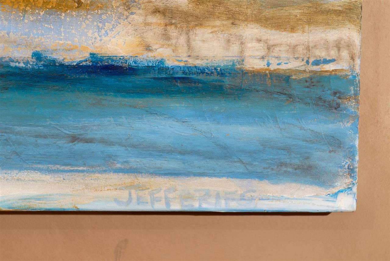 Contemporary Painting of blues and neutrals on Canvas 4