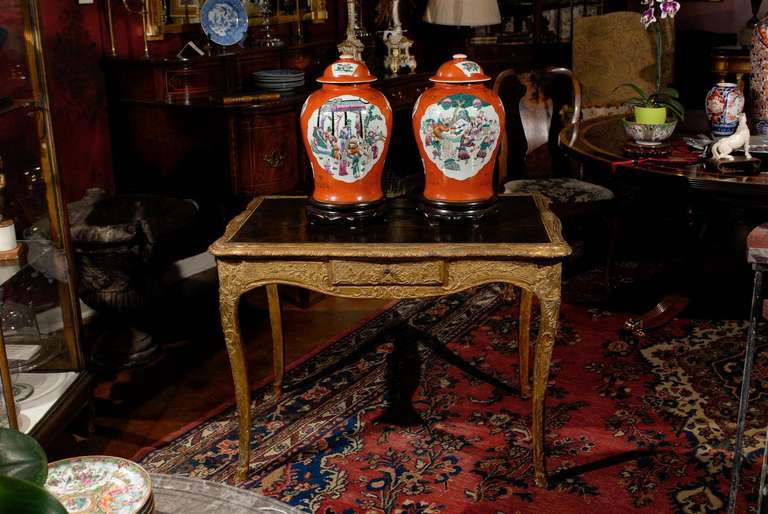 Chinese Burnt Orange Porcelain Ginger Jars