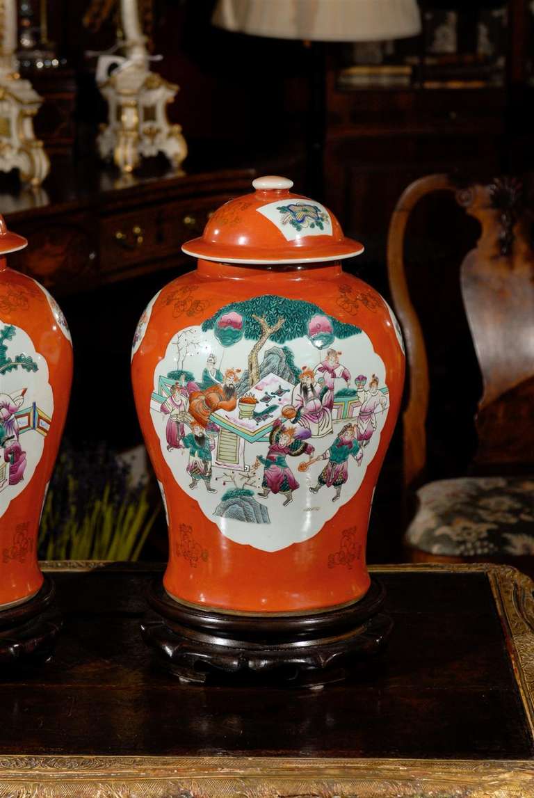 Burnt Orange Porcelain Ginger Jars 2