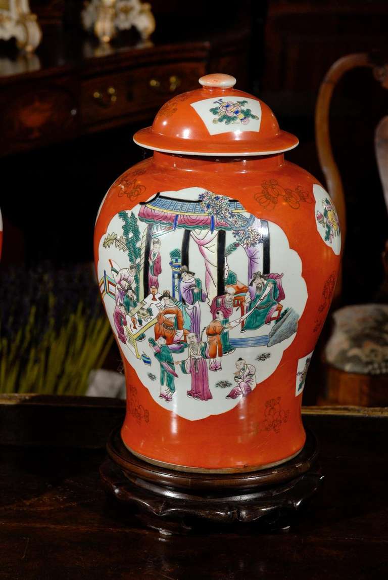 Burnt Orange Porcelain Ginger Jars 4