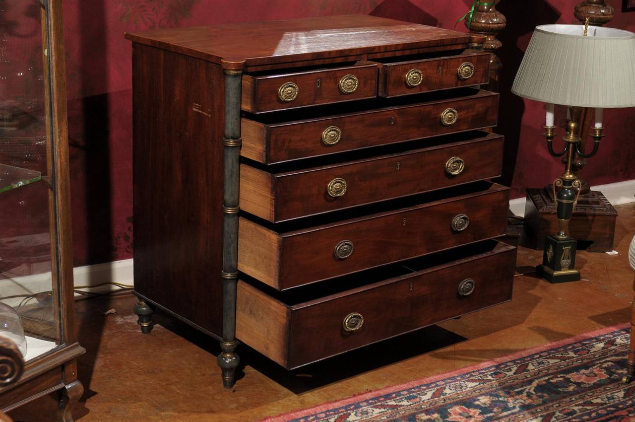 Regency Faux Bamboo and Mahogany Chest In Excellent Condition In Chamblee, GA