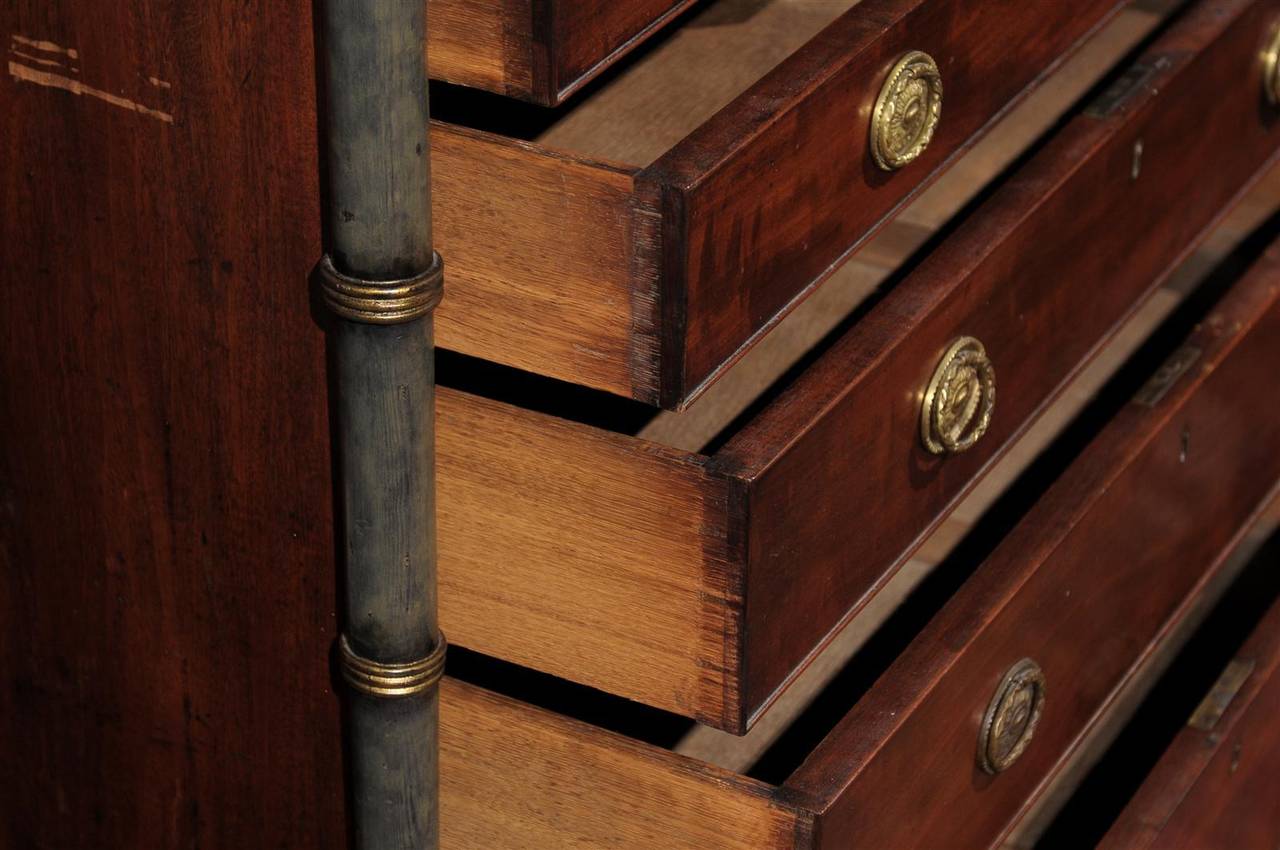 Brass Regency Faux Bamboo and Mahogany Chest