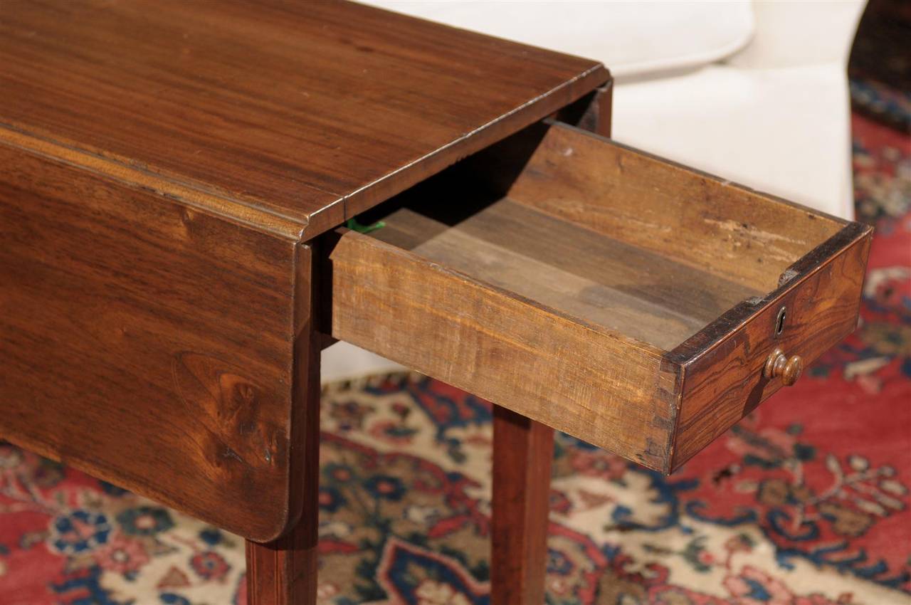 19th Century English Walnut Drop-Leaf Side Table