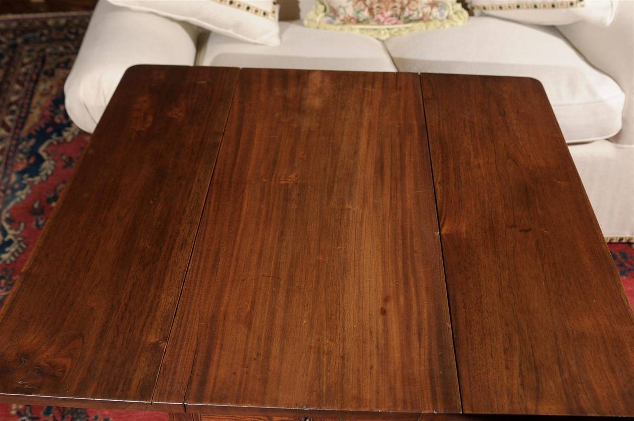 Inlay English Walnut Drop-Leaf Side Table