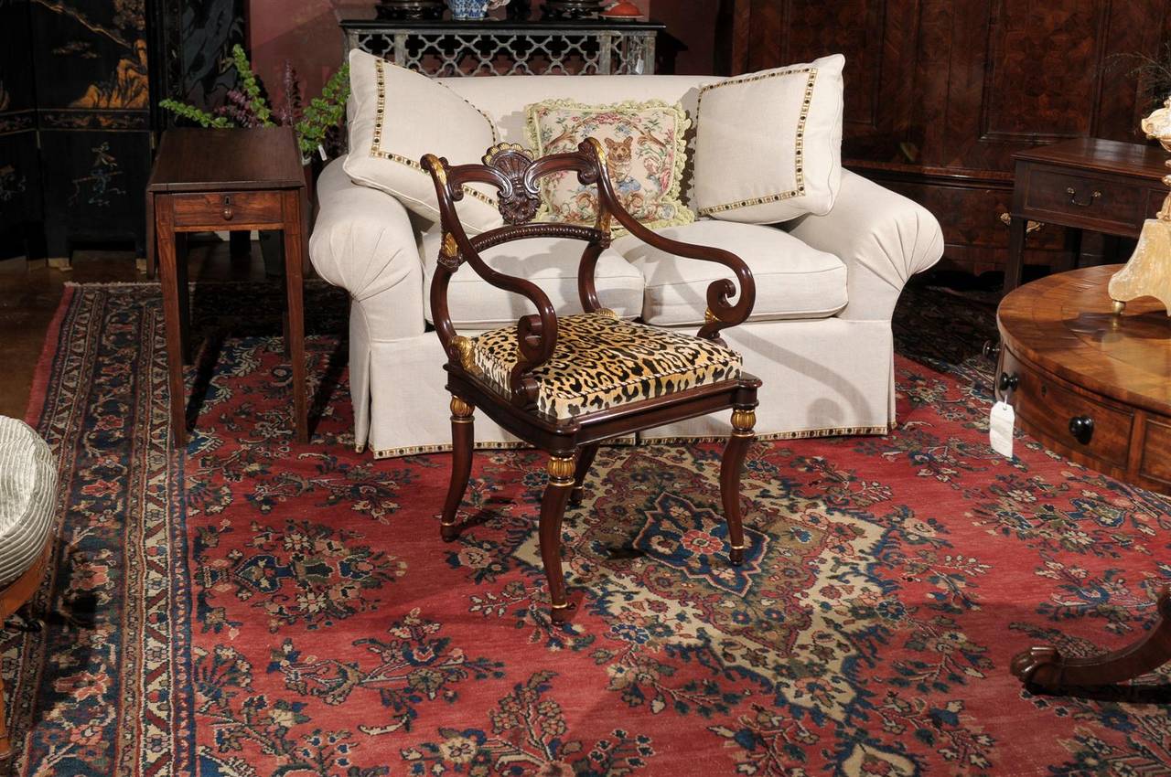 American Regency Style Parcel Gilt Armchair