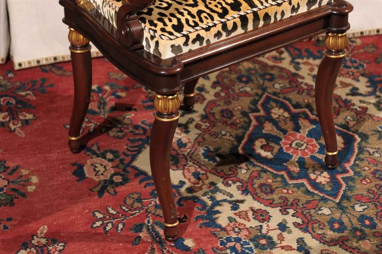 Lacquer Regency Style Parcel Gilt Armchair