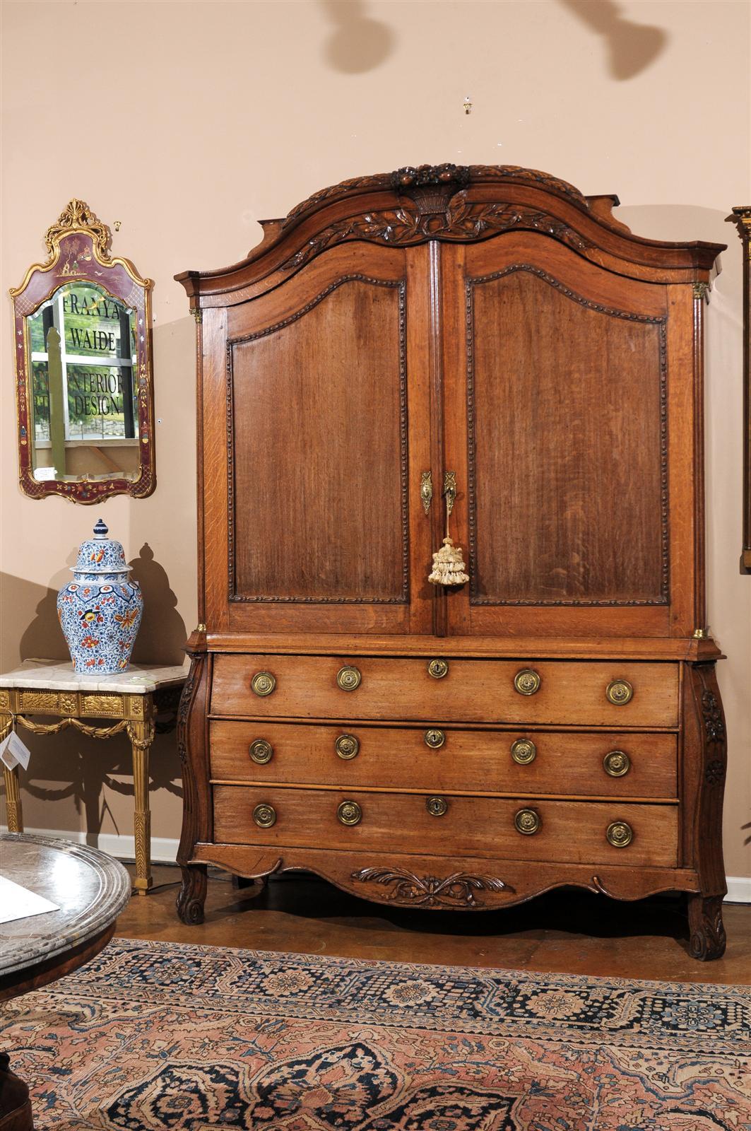 Hand-Carved 18th Century Dutch Cabinet in Oak
