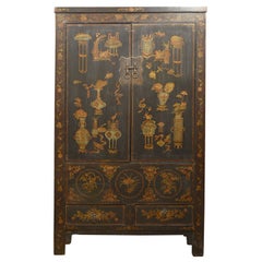 Antique 19th C. Black Painted Shanxi Cabinet