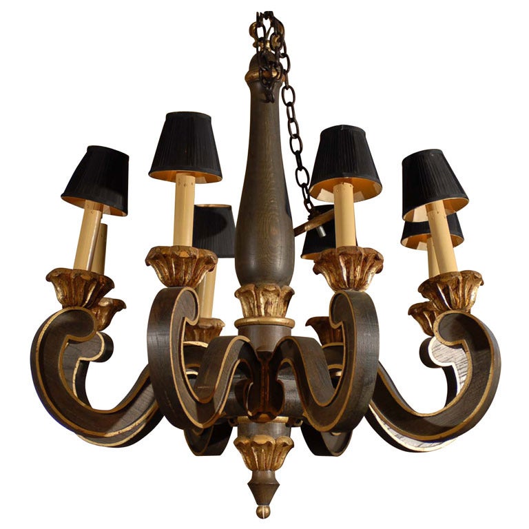Hand Carved Wood and Gilt Chandelier