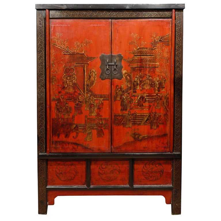 19th C. Shanxi Painted Cabinet