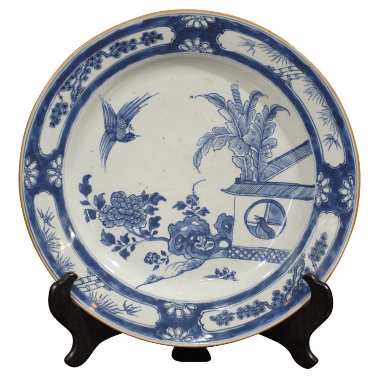 18th C. Blue and White Chinese Plate For Sale