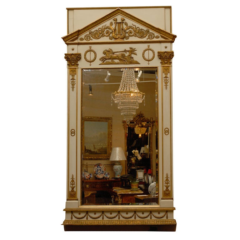 Period Empire Russian Cream and Gilt Mirror, Circa 1800 For Sale