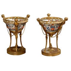 Antique 18th Century Imari Bowls in 19th Century French Bronze Mounts