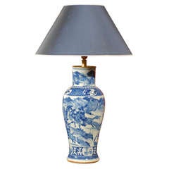 19th Century Blue and White Vase made into a Lamp