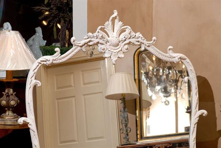 19th Century White Over Mantle Mirror