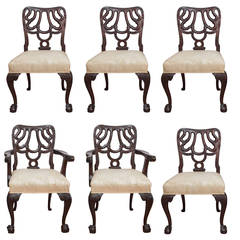 Antique Set of Six Mahogany Chinese Chippendale Chairs