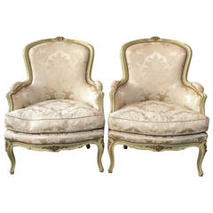 Pair of Antique French Painted Bergeres 7