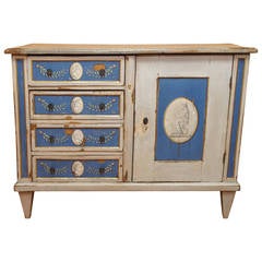 Antique French Neoclassic Painted Cabinet (Blue and White)