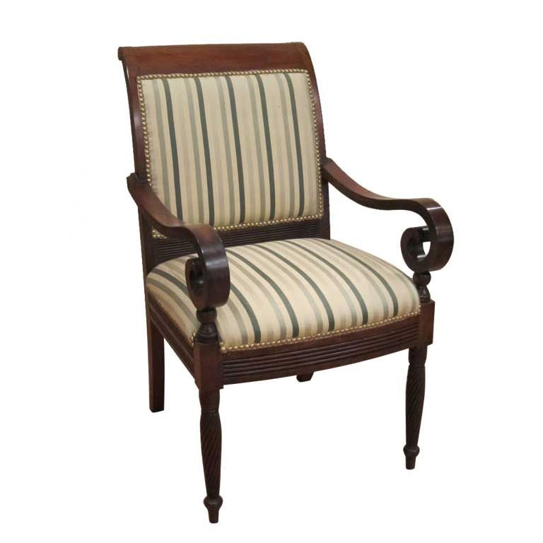 Rare Regency Federal Scroll Arm Chair For Sale