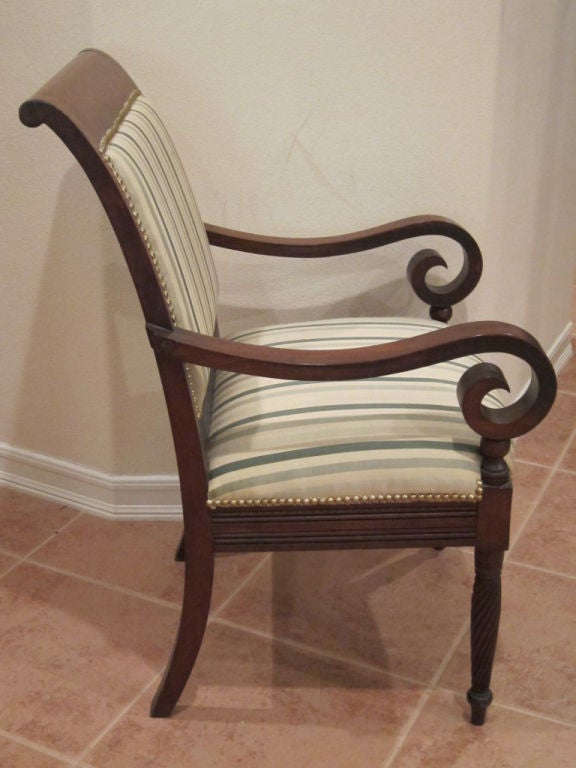 American Rare Regency Federal Scroll Arm Chair For Sale