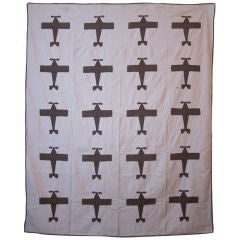 Early  Deco Airplane Quilt in Brown and Cream